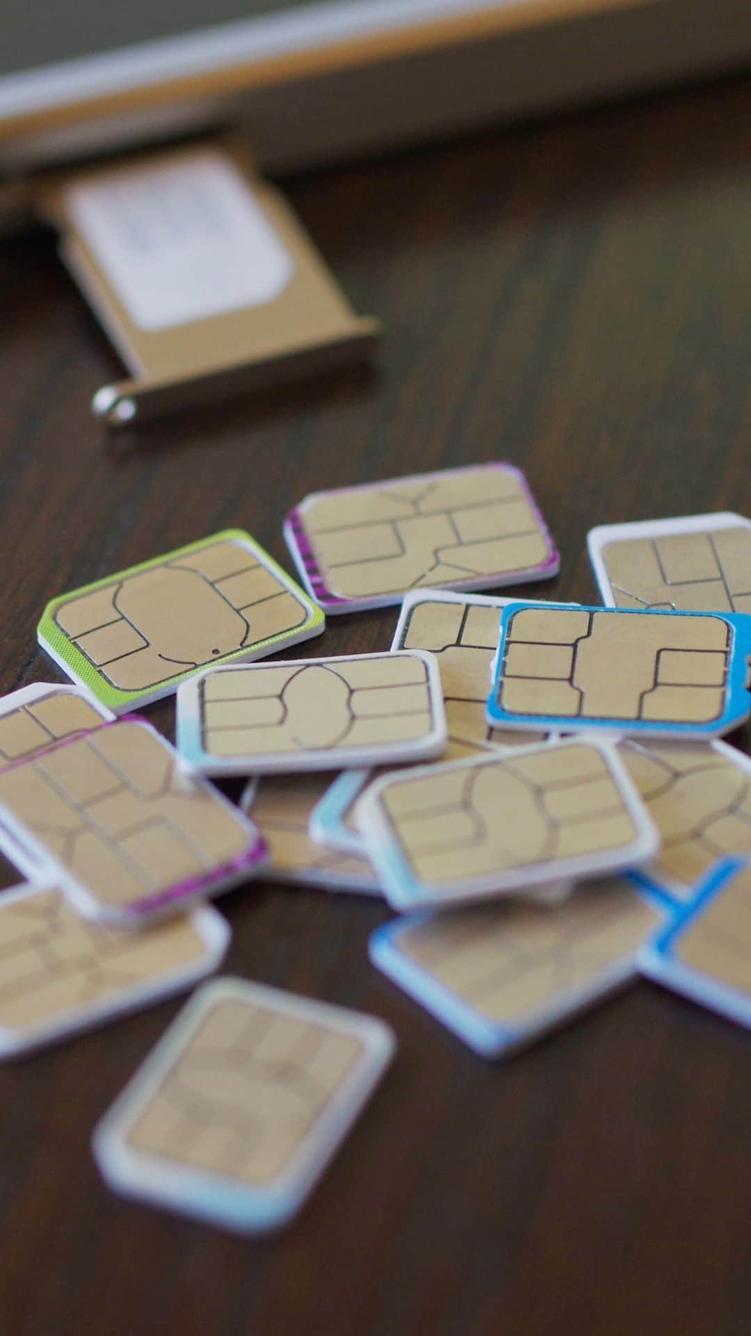 multiple sim cards on a table